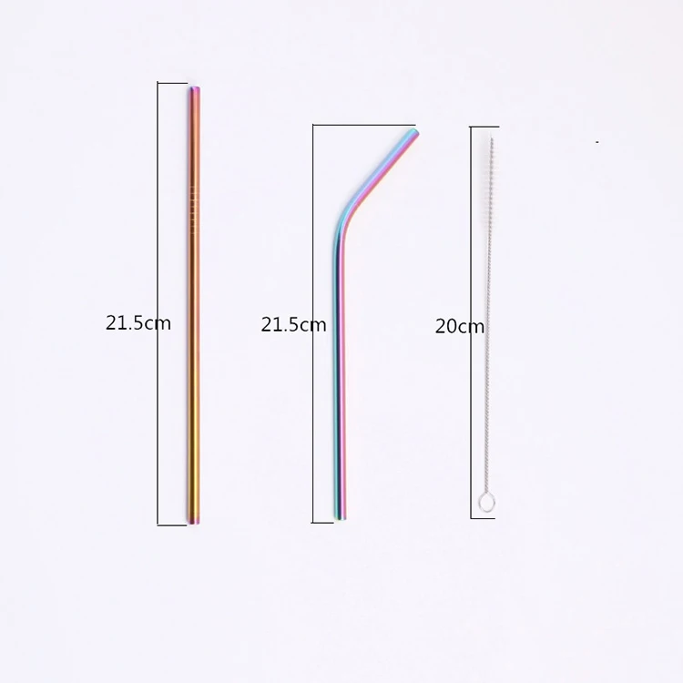 Custom 304 stainless steel metal drinking straws set with brush cleaners 304 stainless steel straw