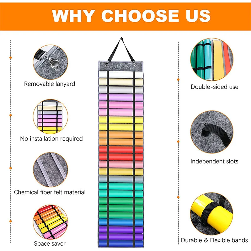 Vinyl Roll Felt Rack, Vinyl Storage Organizing Felt Rack Wall Mount, Gift Wrap Felt Organizer