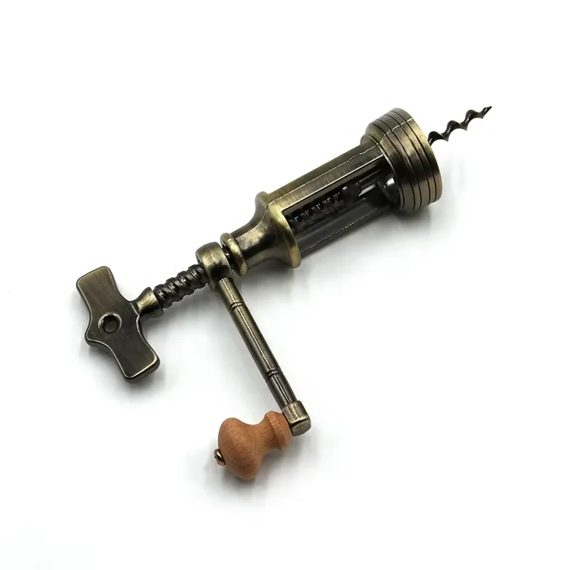Wine Opener Corkscrew Manual Heavy Duty Zinc Alloy Wine Bottle Opener Antique Corkscrew with Wooden Gift Box