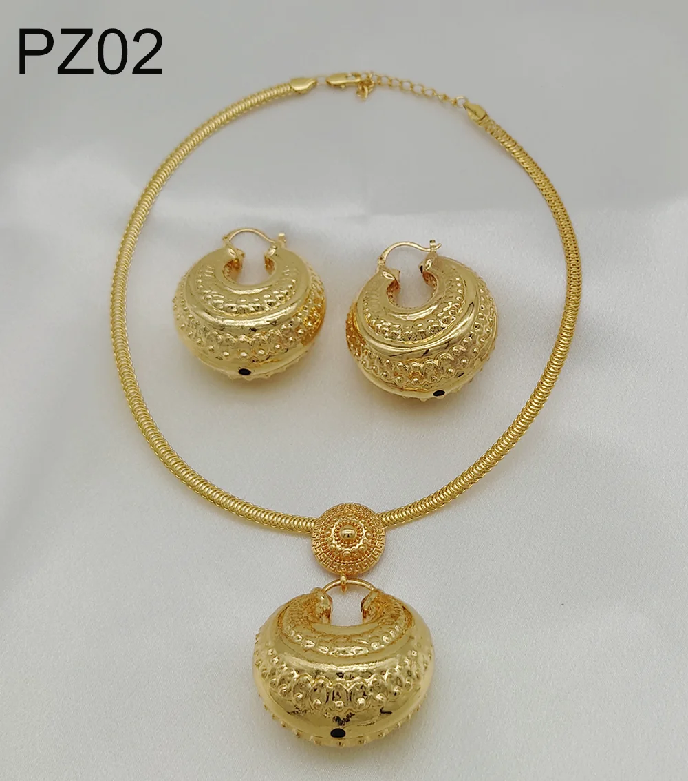 New Design fashion Jewelry Sets for Women  Gold Plated earrings with perdant Dubai Jewelry African Bridal