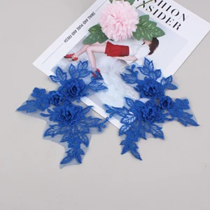 Wholesale  2pcs/pair 14cm Muti-colors Venice Lace 3D  Applique Floral Venise Lace