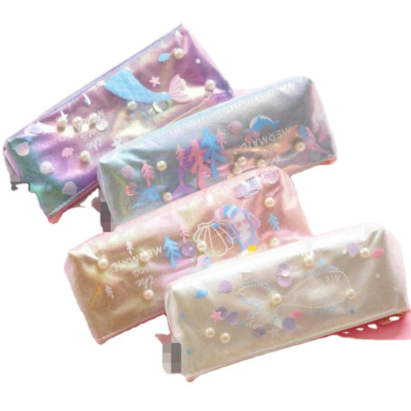 Pen Zipper Bag Pouch Holder Makeup Brush Bag  School Work Office Pencil Bag Sea Animal Mermaid Pencil Case
