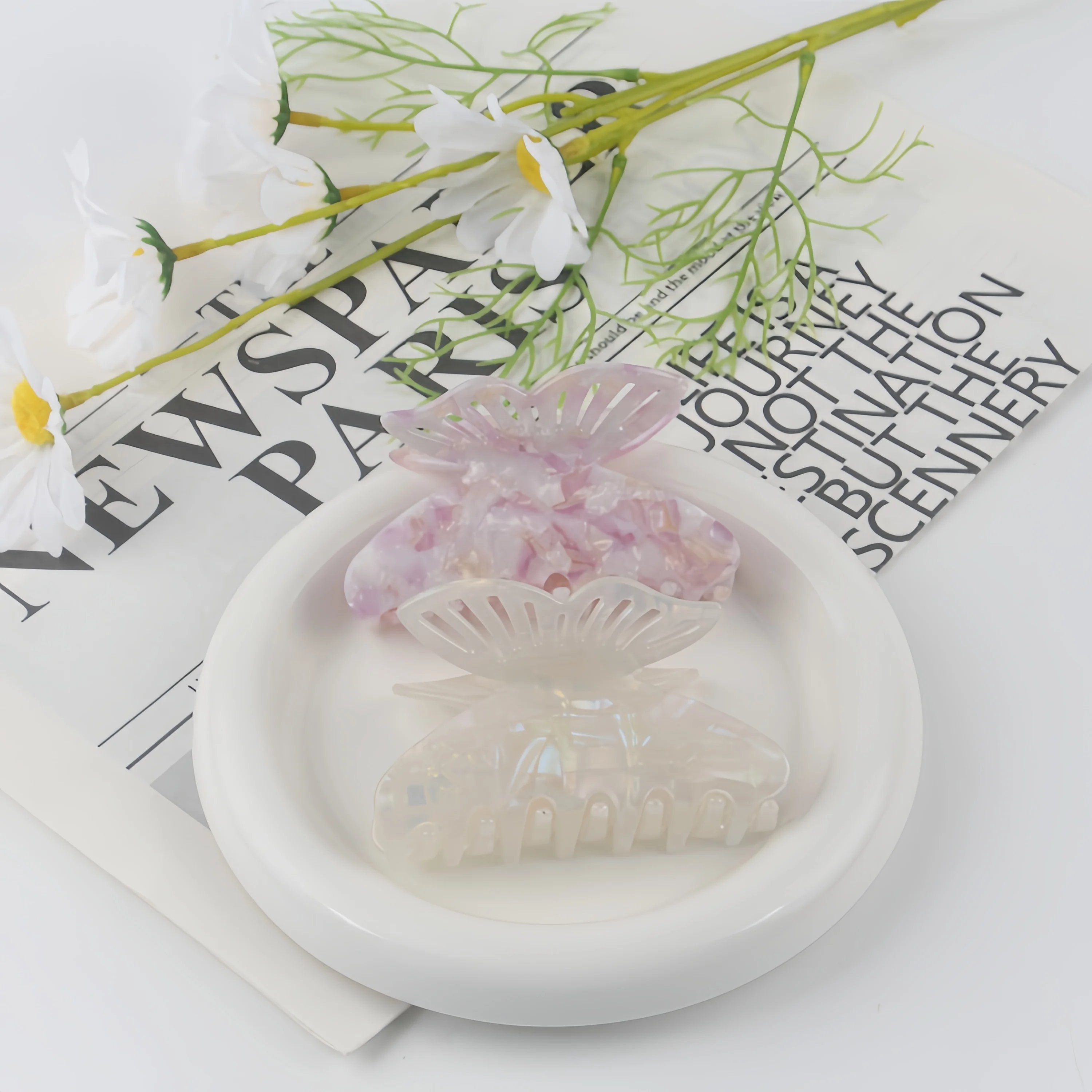 Wholesale Simple Japanese and Korean style New Butterfly Hair Claw clip Elegant Acetate Hair Accessories for Ladies Women Girls