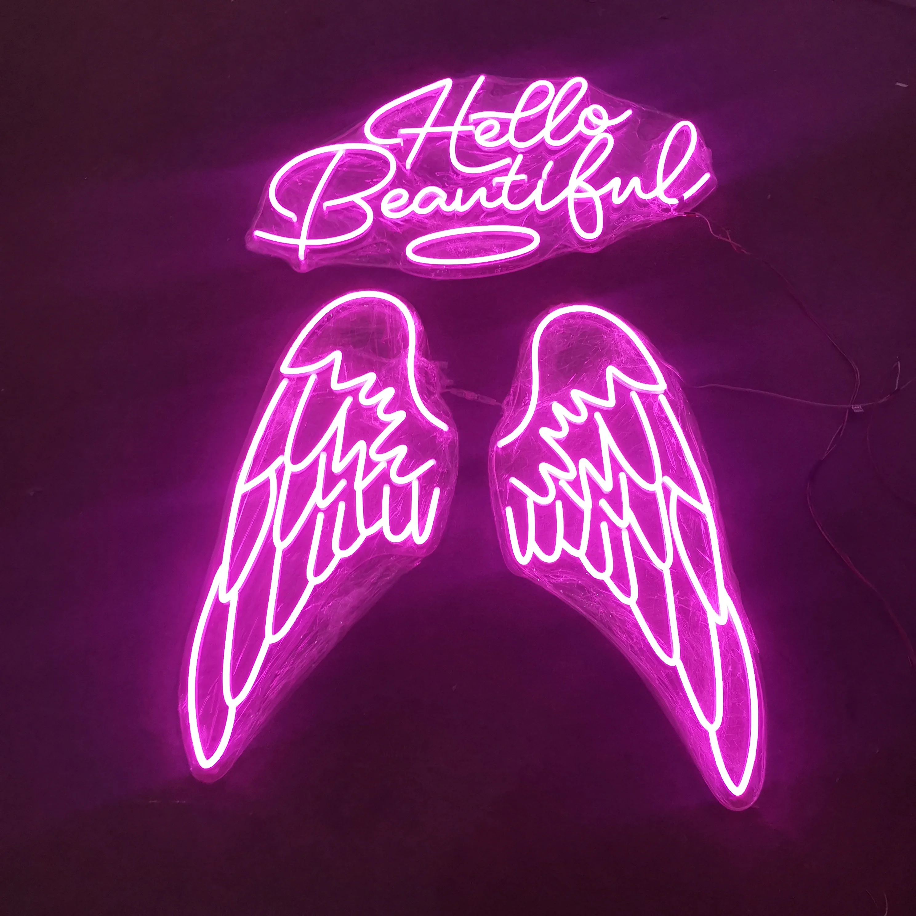 Drop Shipping Wall-mounted Custom Wing Neon Sign Led Letters Neon Angel Wings Neon Sign Light