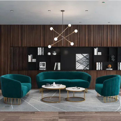 Morden leisure furniture polyester ropes weaving living room sofa set sectional seater velvet sofa