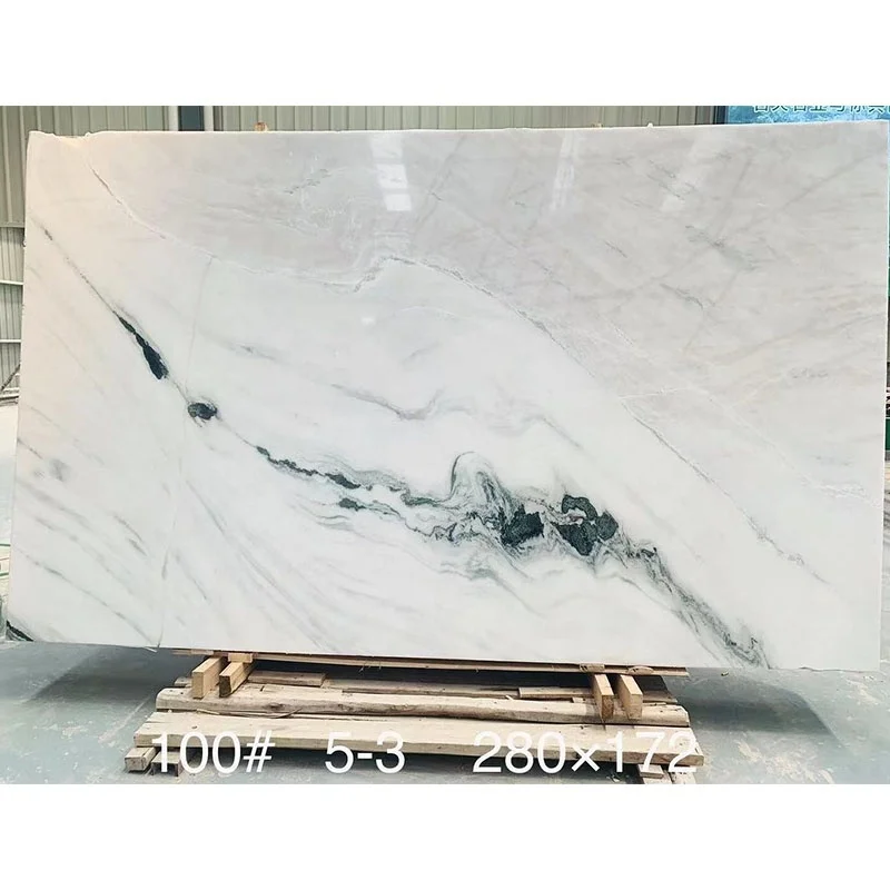 Natural stone panda white marble slabs low price per square meter China black white marble tile  veins panda stone stairs