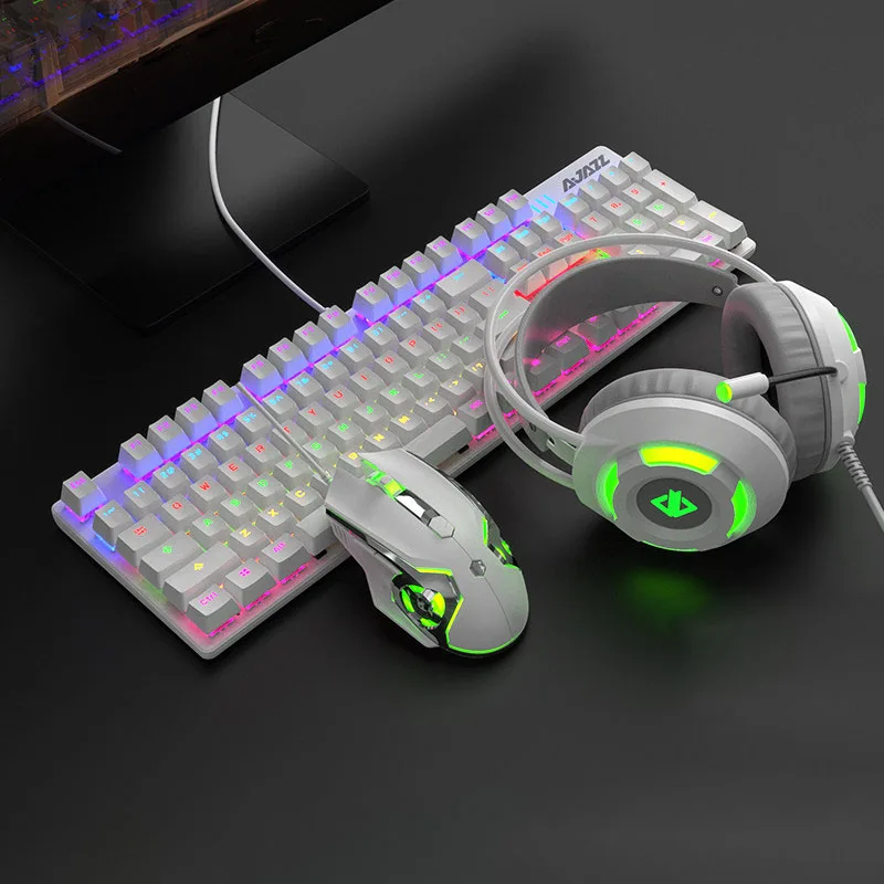 AJAZZ 100% Mechanical Keyboard Mouse and Headset High-quality Combination of Backlit Gaming kit Suitable for Gamers