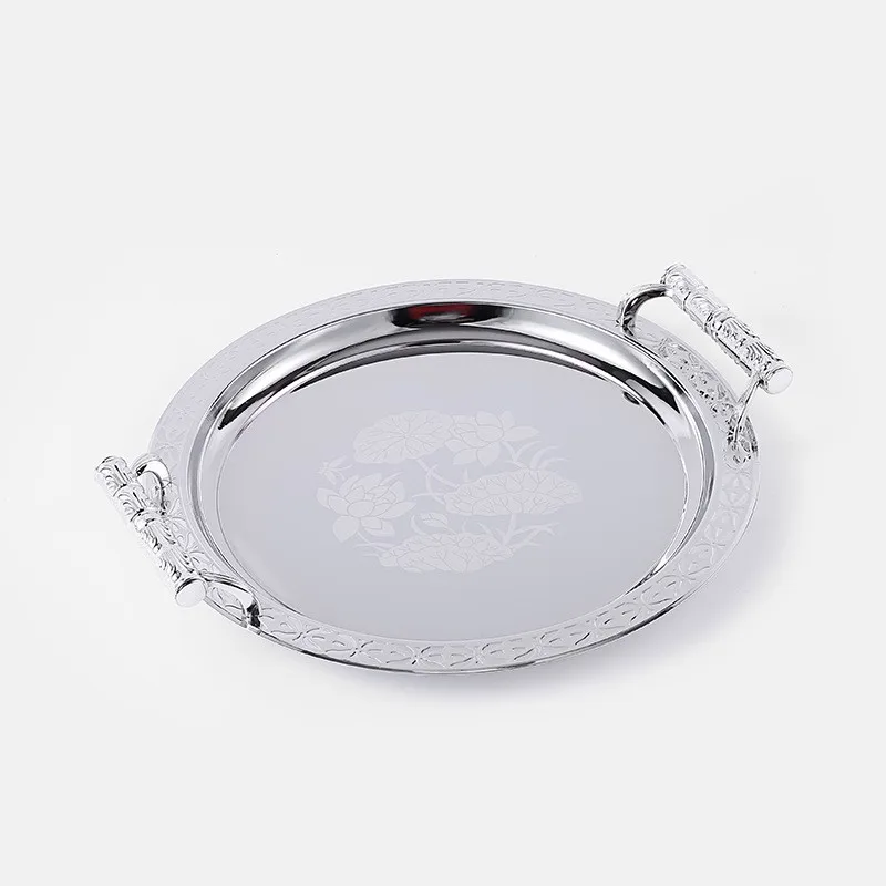 Arab Decorative Luxury tray Rectangle Mirror Stainless Steel Serving Tray With Handles