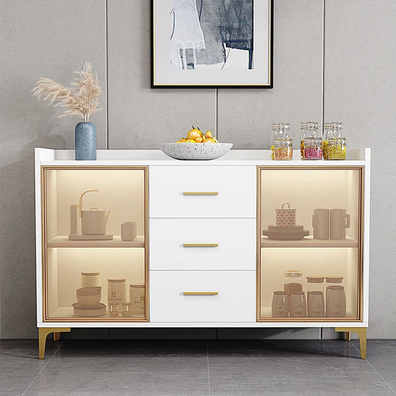 Glass Doors Kitchen Cabinet for Kitchen Sideboard Cabinet with Adjustable Shelves Cabinet with Glass Doors