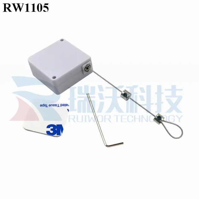 RUIWOR RW1105 Square Retractable String Reel Plus Adjustalbe Lasso Loop by Metallic Lock Allen Key for Jewelry Security Display