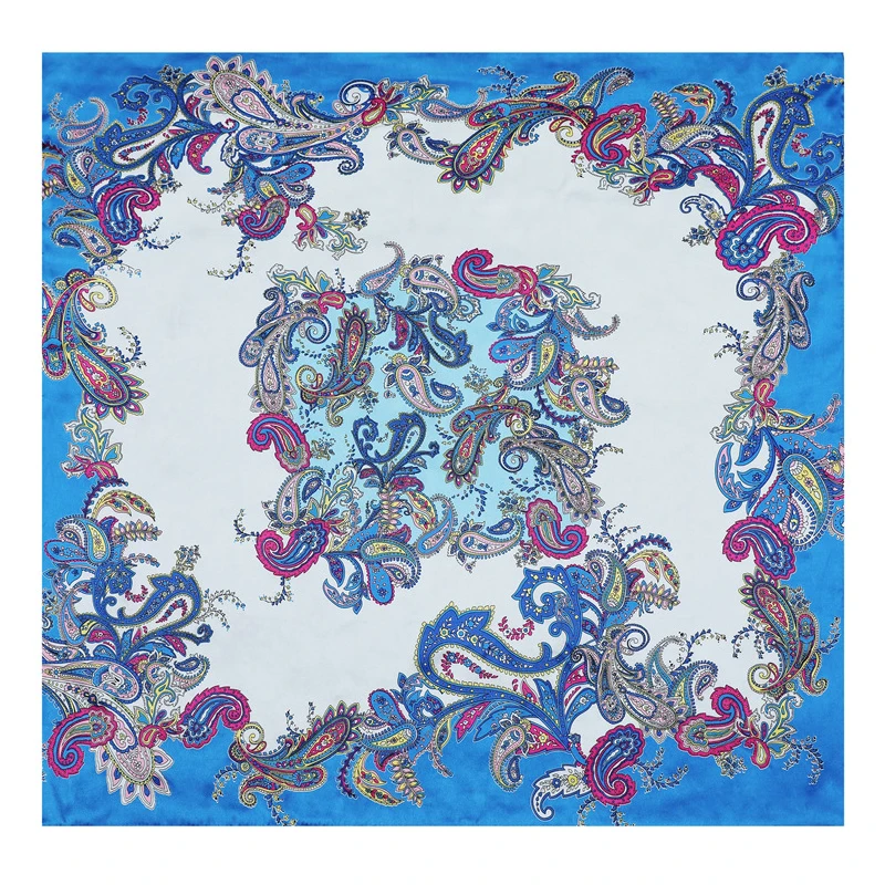 2021 Fashion floral printed satin silk hijab scarf rectangle custom logo luxury women satin silk hair head scarf