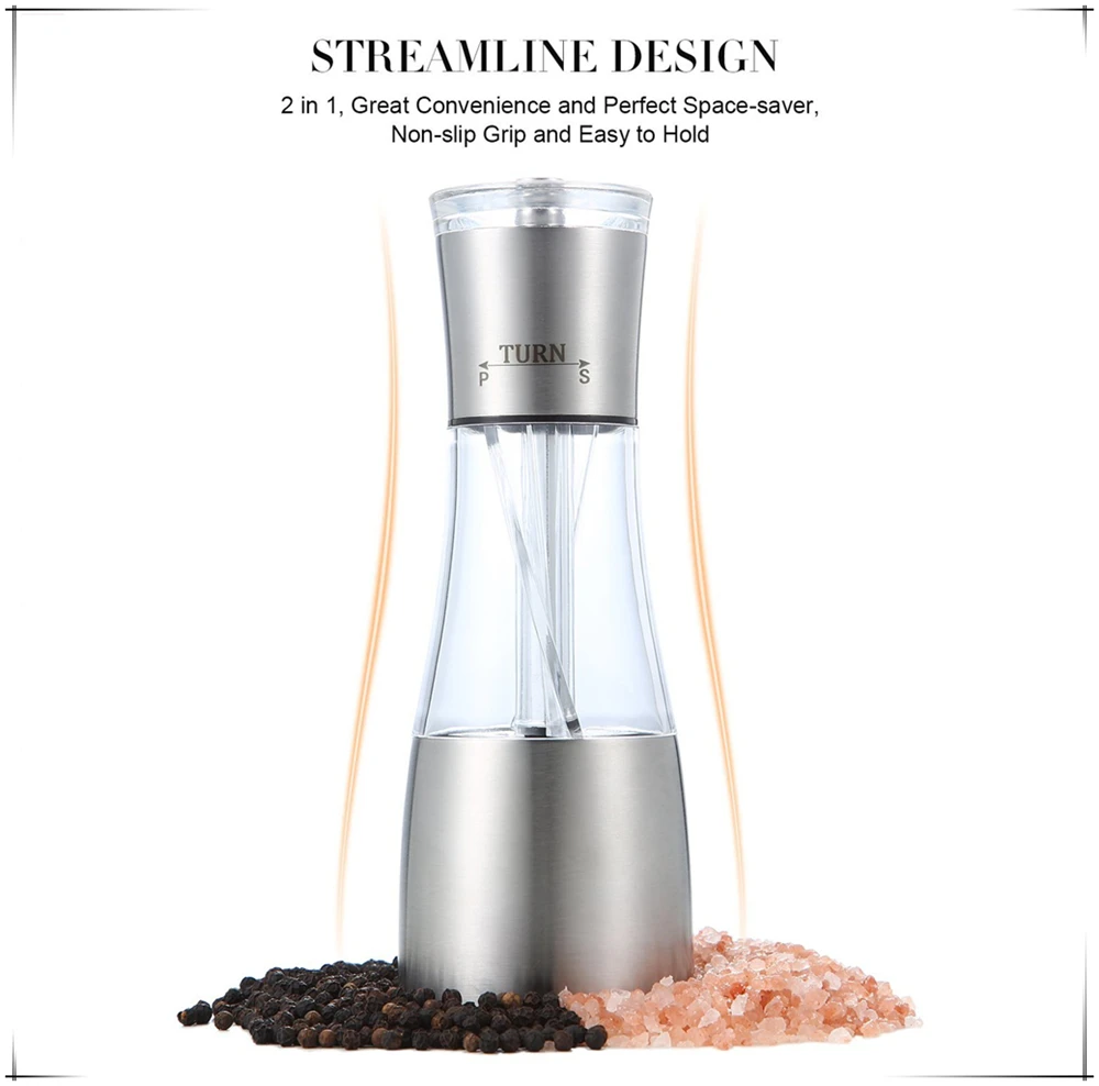 HOT sale 2 in 1 manual salt/pepper mill/ Salt and Pepper Grinder