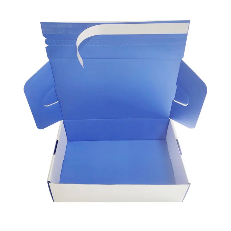 Customized Logo Corrugated Self Seal Postal Blue Mailing Carton Self Adhesive Tear Away Strips Shipping Underwear Socks