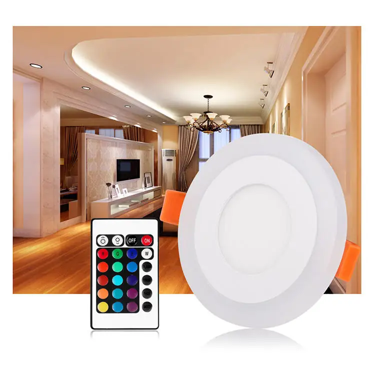 COYOLED Hot selling 3+3w 6+3w 12+4w 18+6w Double Color White Blue Surface Recessed RGB Ceiling Slim Round Square Led Panel Light