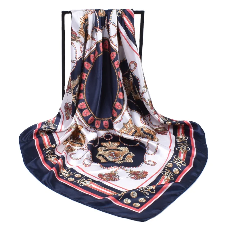 wholesale 35 inch Silk Feeling Scarf Square Satin polyester luxury  Head Scarf  for Women sleeping Malaysia hijab shawls