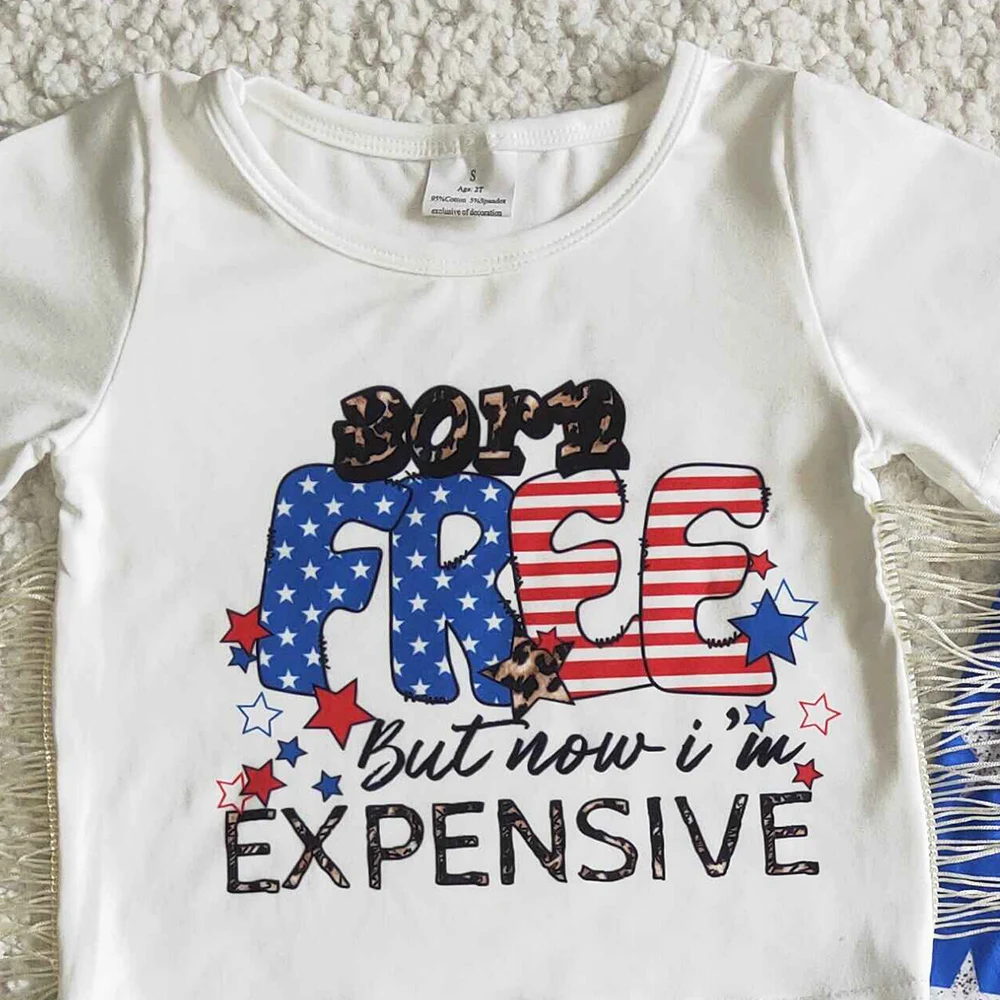 Hot Sale Kids Designer Clothes Girls Boutique Outfits Blue Stars Baby Girl Clothes Sets July 4th Independence Day Kids Clothing