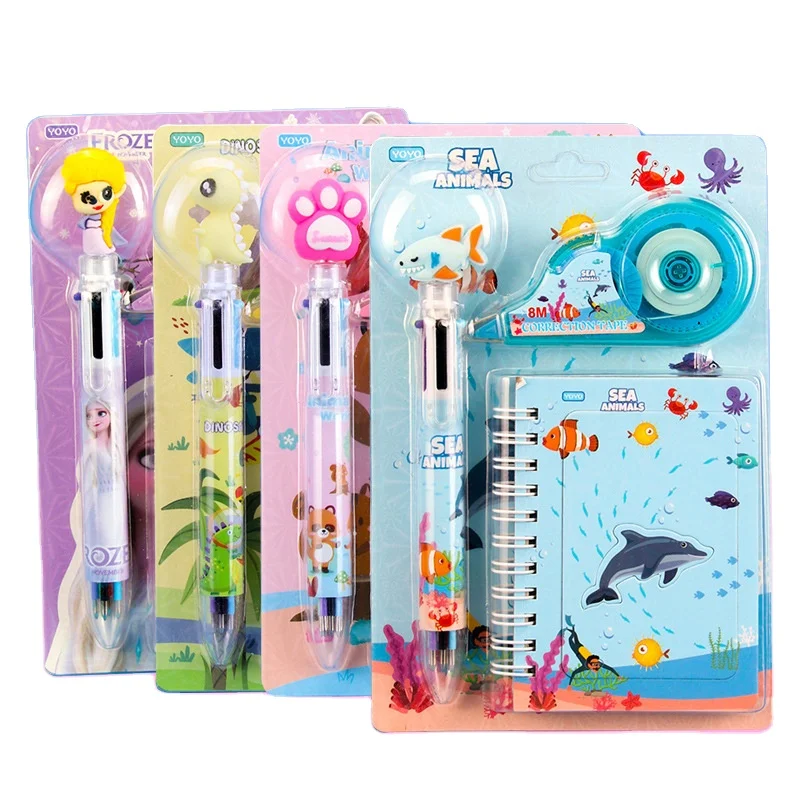 Cartoon Animal Stationery Set Gift Unicorn Stationery Set 3-piece Stationery Set Correction Tape Notebook with Pen