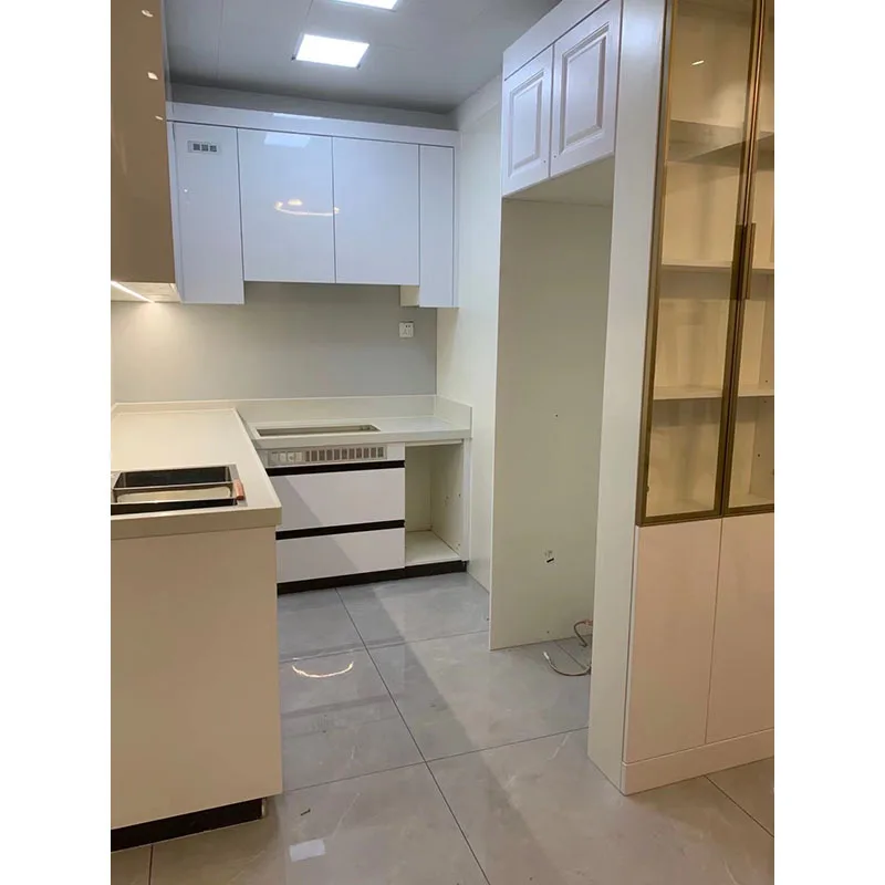 High glossy-finished Kitchen Cabinet Modern Style plywood Board Complete Set for small kitchen