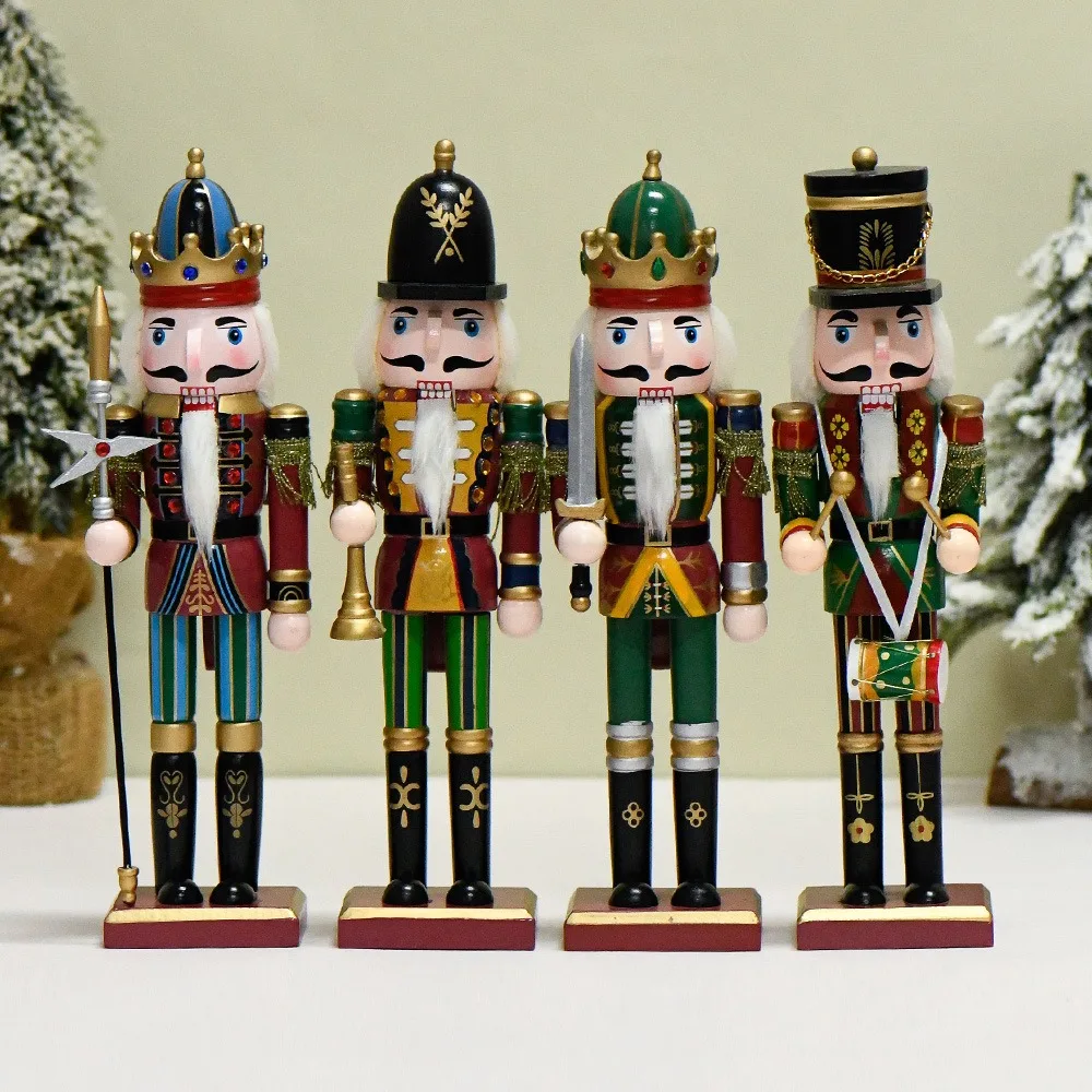 4PCS Christmas Nutcrackers Ornaments Set,Traditional Painted Wooden Nutcracker Soldiers Doll Christmas Decorations