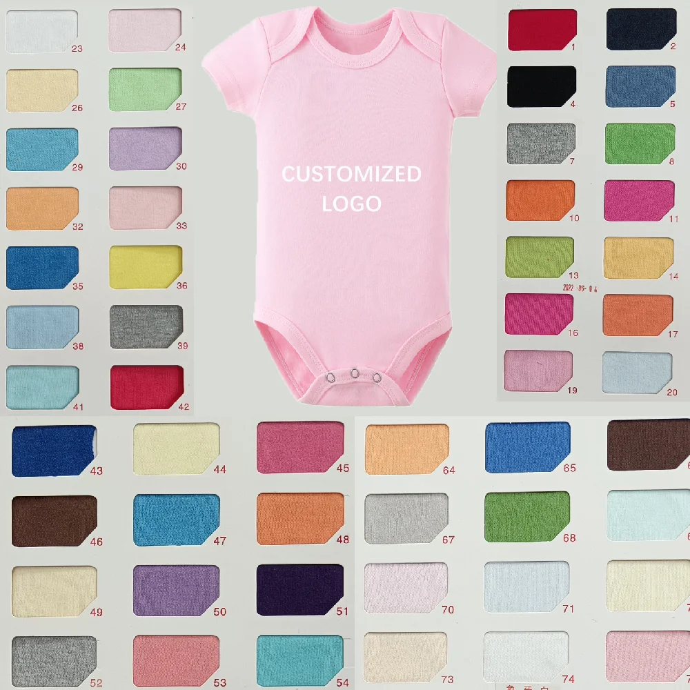 OEM Bamboo Baby Rompers Kids Jumpsuit 40 Count High-quality Pure Cotton Short-sleeved Children Clothing New Born