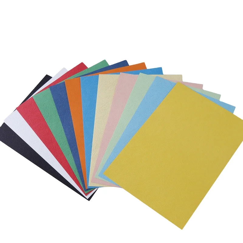 A4 Size 100pcs Packing Wood Pulp Embossed Color Binding Cover Cardboard Paper Leather Grain Paper Board