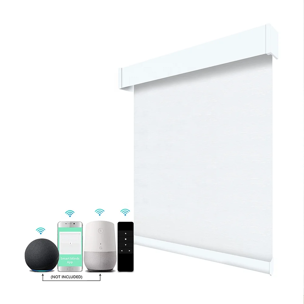 Smart Home Blinds Tubular Motor Battery Powered Motorized WiFi Remote Control Window Roller Blinds with Google Control System