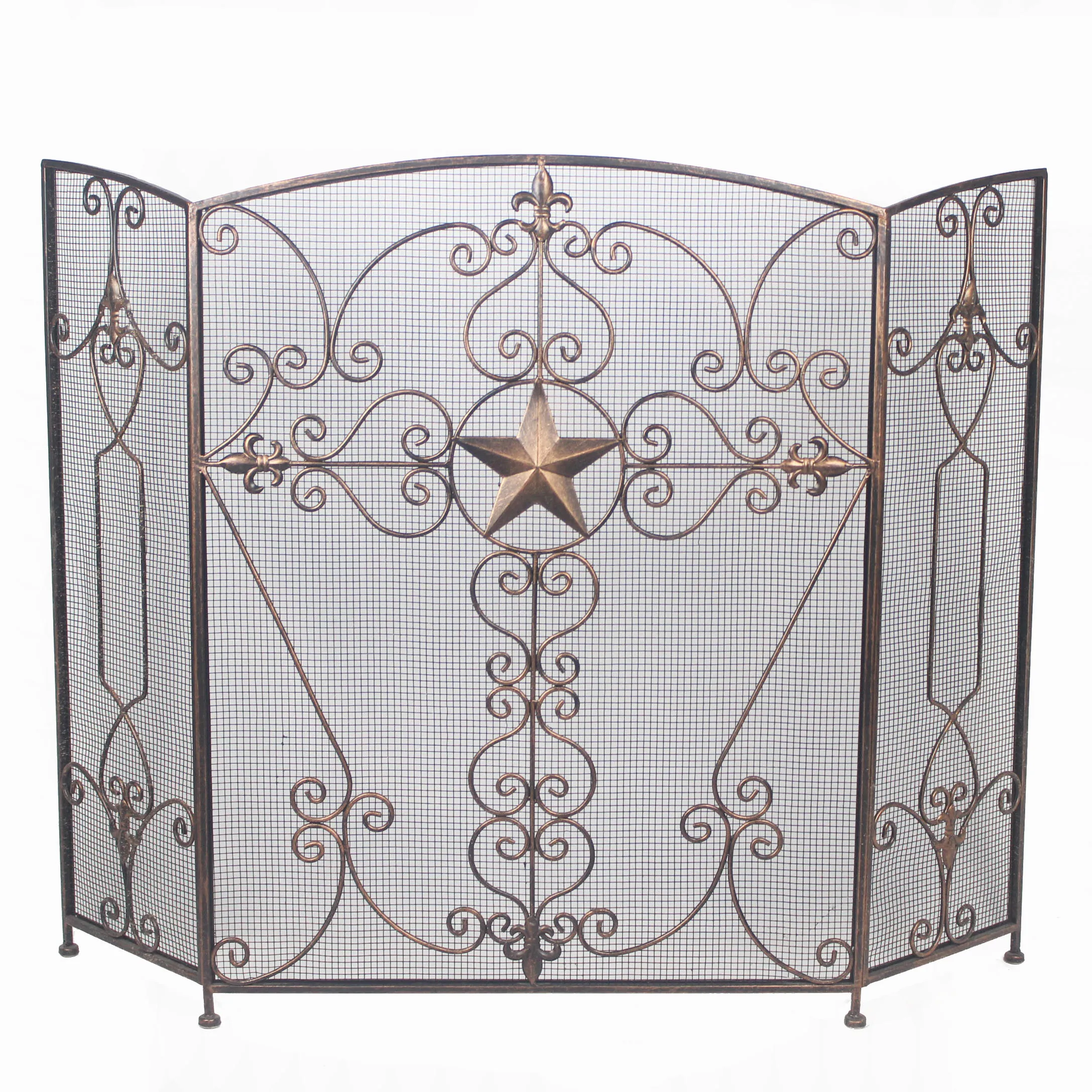 Wholesale Antique Bronze Wright Iron Tight Mesh Home Decorative Fireplace Protective Screen