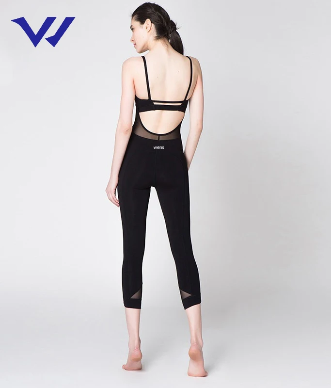 Hollow out women yoga jumpsuit elegance playsuit strap bra legging one piece yoga outfit gym wear