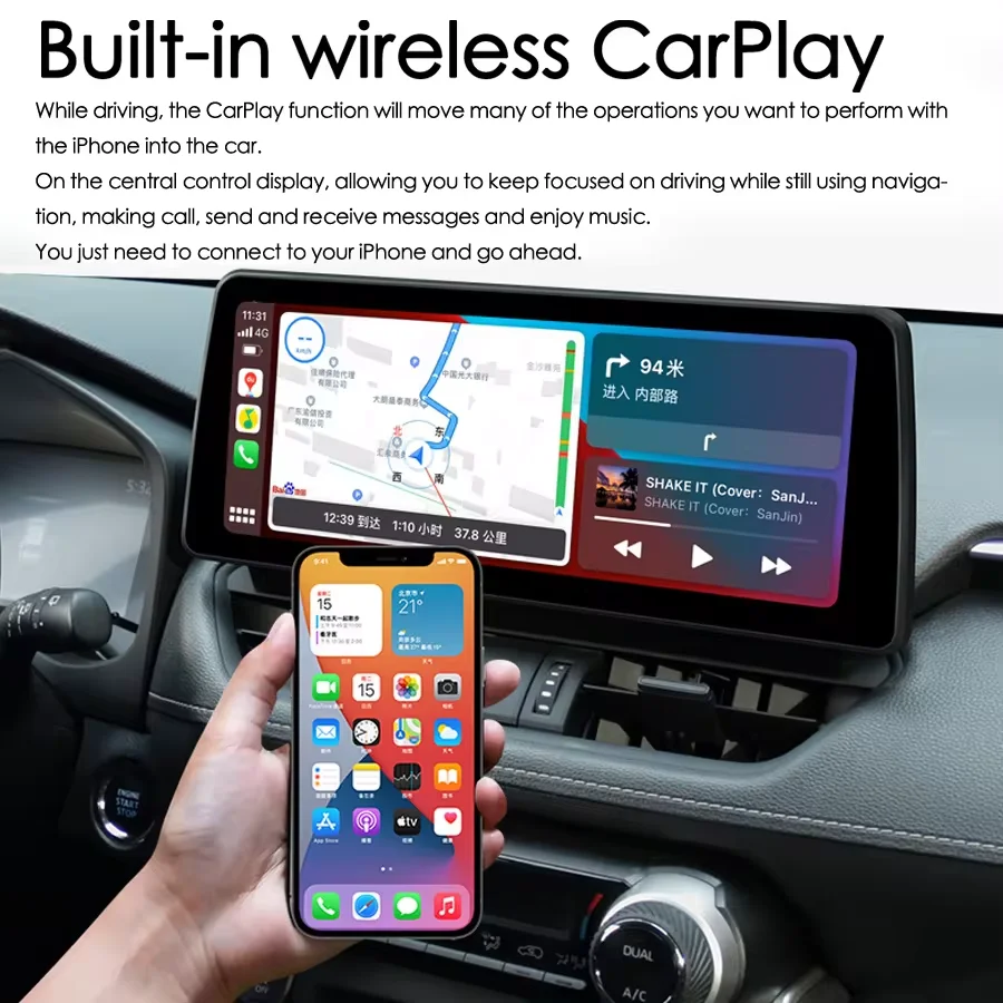 12.3inch Carplay HeadUnit Car GPS Navigation Android Car Stereo For Toyota RAV4 Android 13 Car Multimedia Video Player