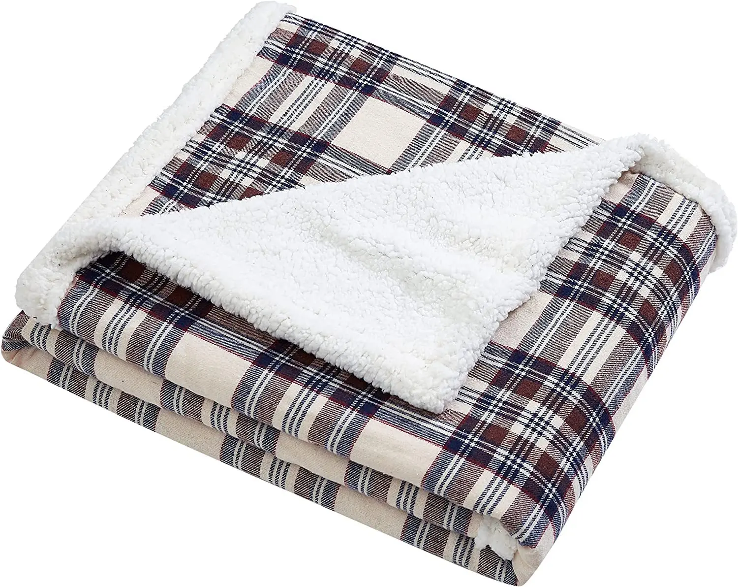 Sherpa Plaid Throw Blanket Fuzzy Fluffy Cozy Soft Blanket Fleece Flannel Plush Microfiber Blanket for Couch Bed