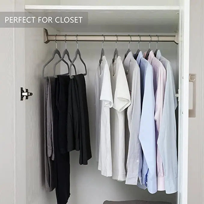 Small MOQ Space Saving Velvet Hanger 360 Degree Chrome Hook Ultra Thin Non Slip