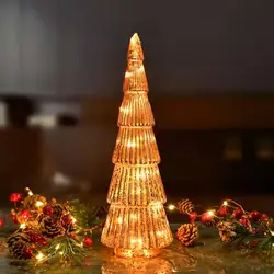Wholesale Christmas Decoration Supplies Glass Tree Ornament With Led Light