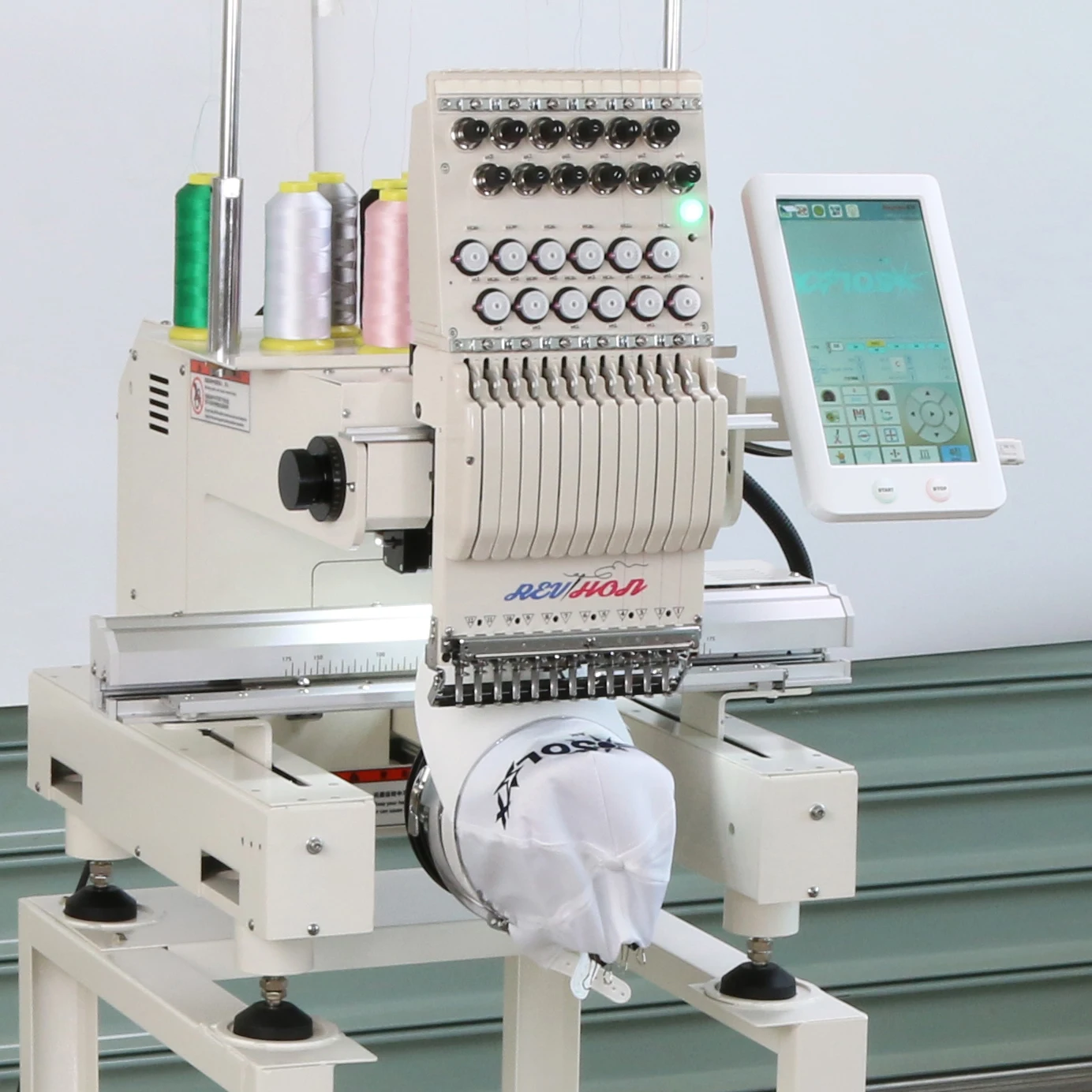 Industry Flat Embroidery Machine 12 Needles Monogramming Machinery For Tshirt  Hat Textile  Fabric