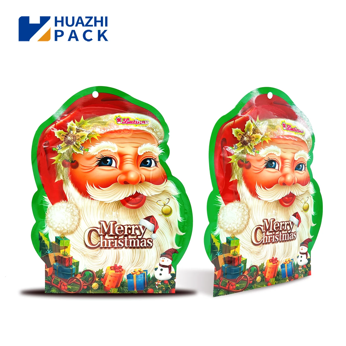 Factory price high quality laminated material special shape pouch Christmas gift candy shape packaging bag