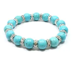 Kiss Boho Vintage Turquoise Blue Beads Elephant Owl Bird Heart Cross High-heeled Shoes Dangle Charm Stretch Beaded Bracelet Sets