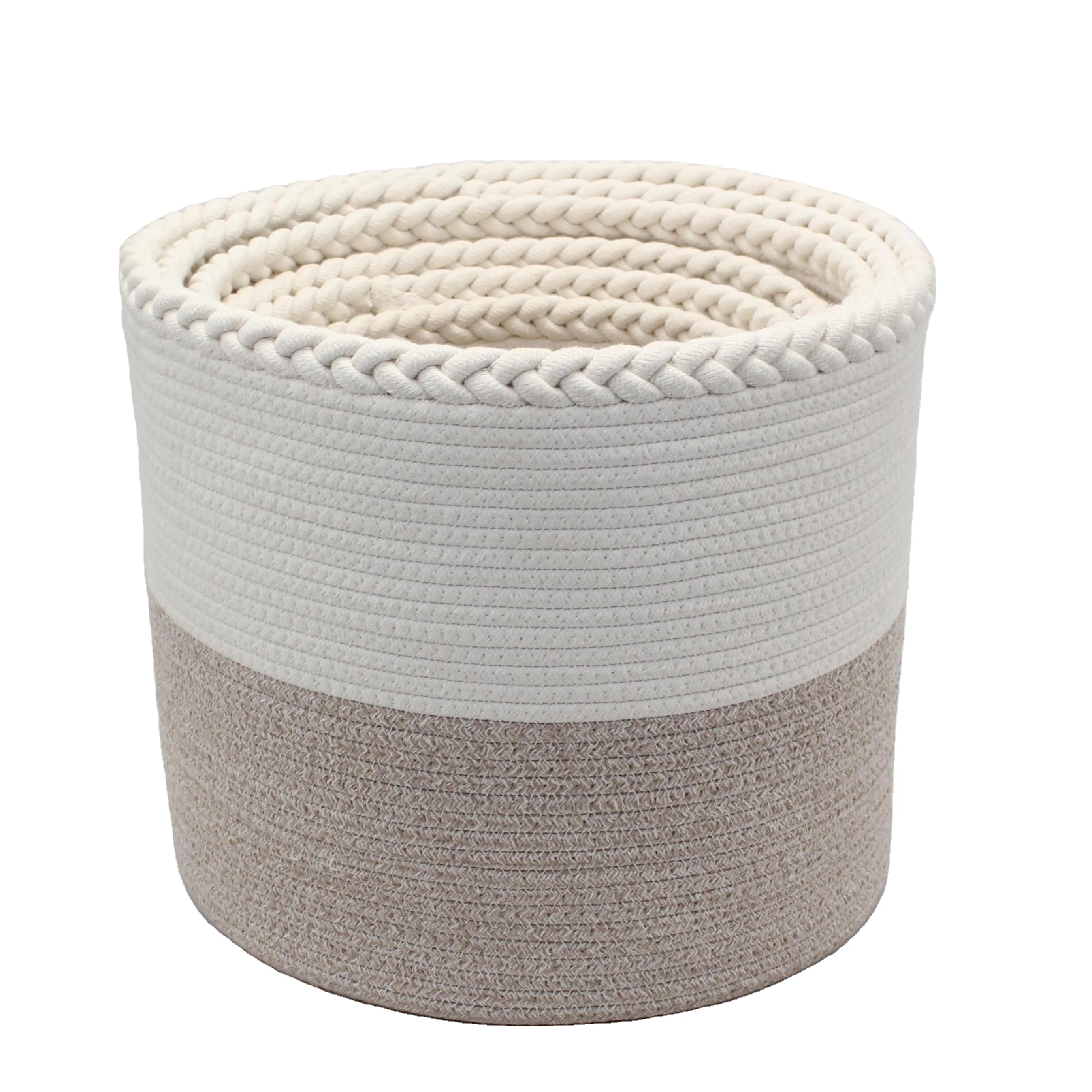 Large Weaving Cotton Rope Basket Handmade Woven Round Laundry Basket Blanket Nursery Woven Storage Bin