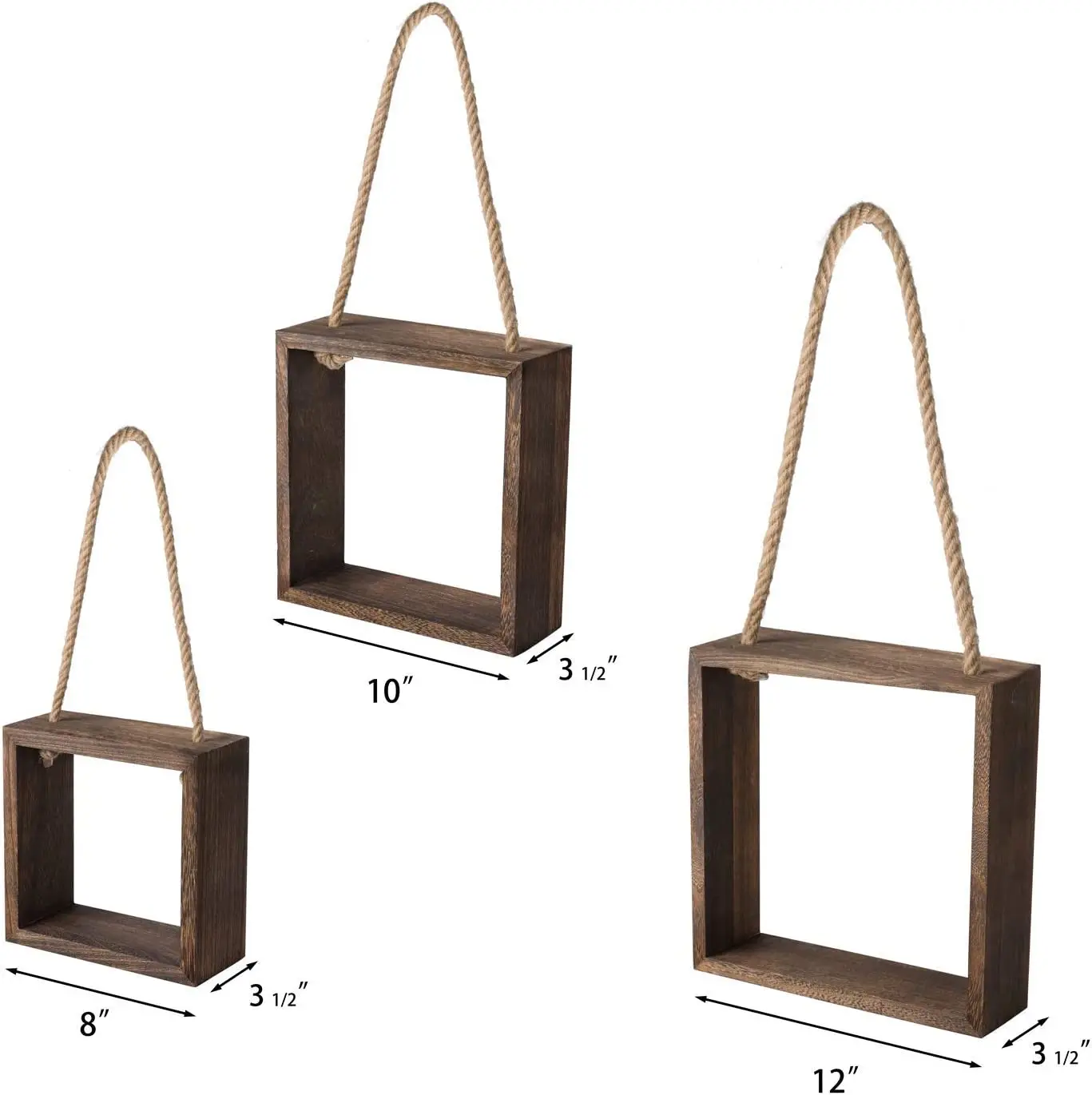 Hanging Square Floating Shelves Wall Mounted Set of 3 Wood Cube Decorative Shelf for Office Living Room Bedroom Apartment