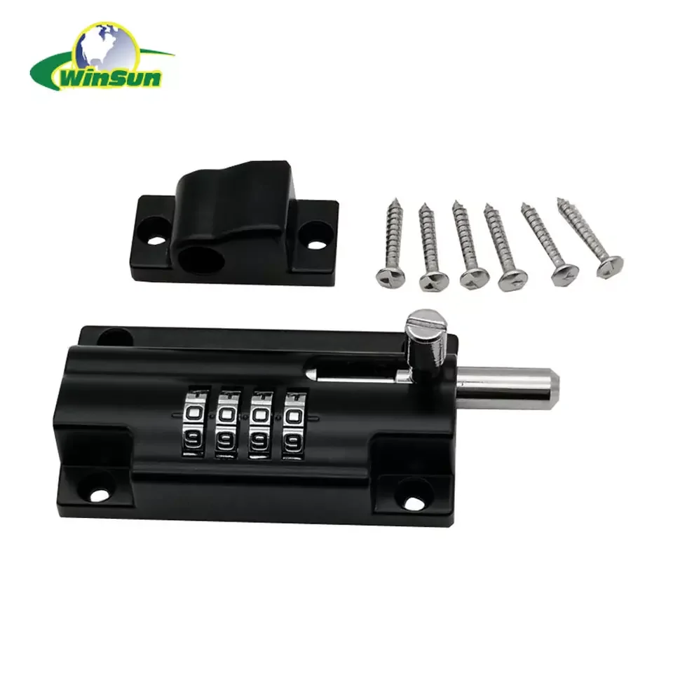 Zinc Alloy Combination 4 Digital  Gate Slide Bolt With Black White Finish Flush Slide lock for door