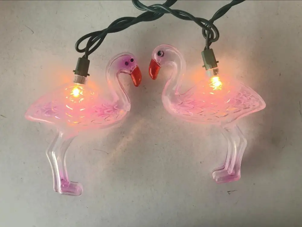 UL 2020 Tropical Themed String Light Outdoor Lighted Flamingo Set 10Count Adorable Pink Flamingo Night Lights For Girls Bedroom