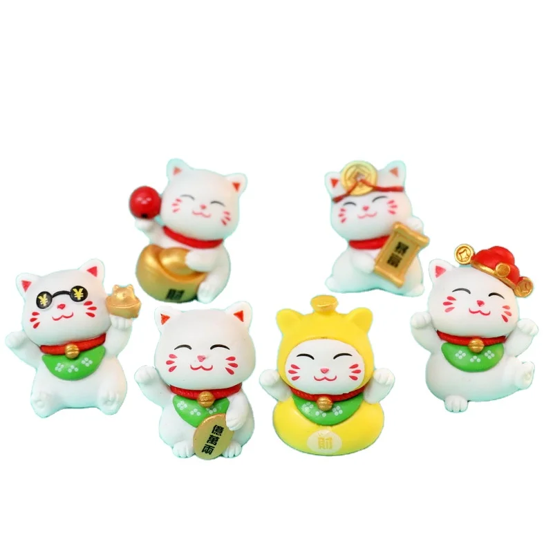 DIY Dollhouse Miniature Toy Cute Lucky Cat Figurine Car Sand Table Landscaping Decoration Fortune Cat