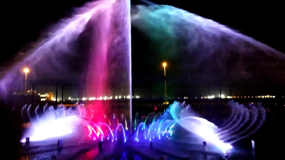 colorful music dancing outdoor water fountain