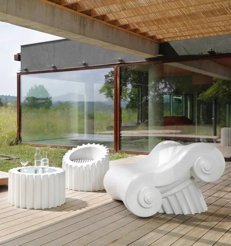 Creative designer sculpture white Roman column lounge chair Low stool coffee table modern combination lounge chair