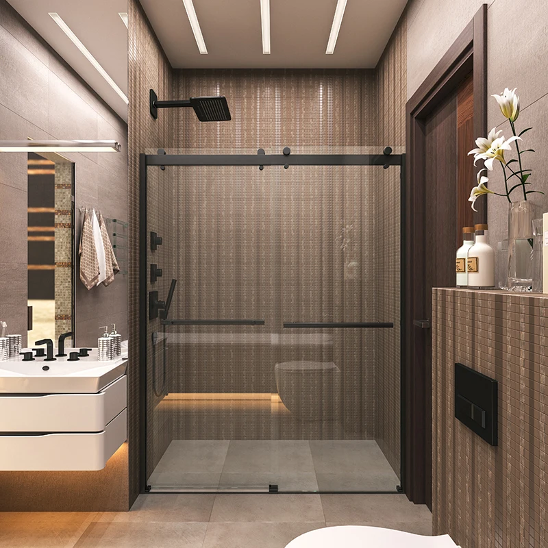 Modern Design Easy-Clean Glass 10mm Shower Room Stainless Steel Accessories Bathroom Sliding Bypass Frameless Showers Door
