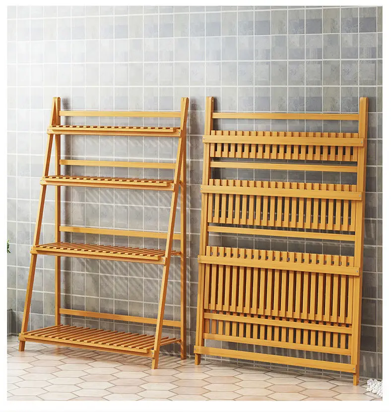 2/3/4 Tier Indoor Outdoor Foldable Shoe Display Shelf Bamboo Flower Pot Rack Plant Stand Shelf Organizer Rack