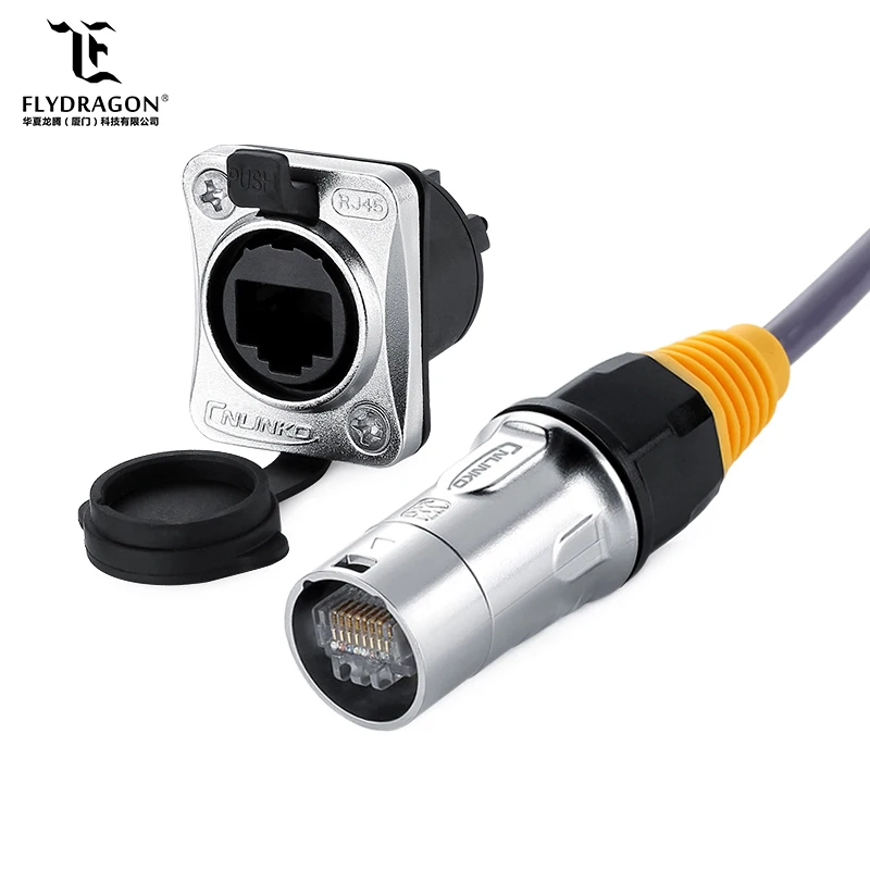  Сценическое освещение Tooless водонепроницаемый IP67 женский 1 2 А порта проходят через Cat5 Cat6 Ethernet RJ45 разъем 90 градусов