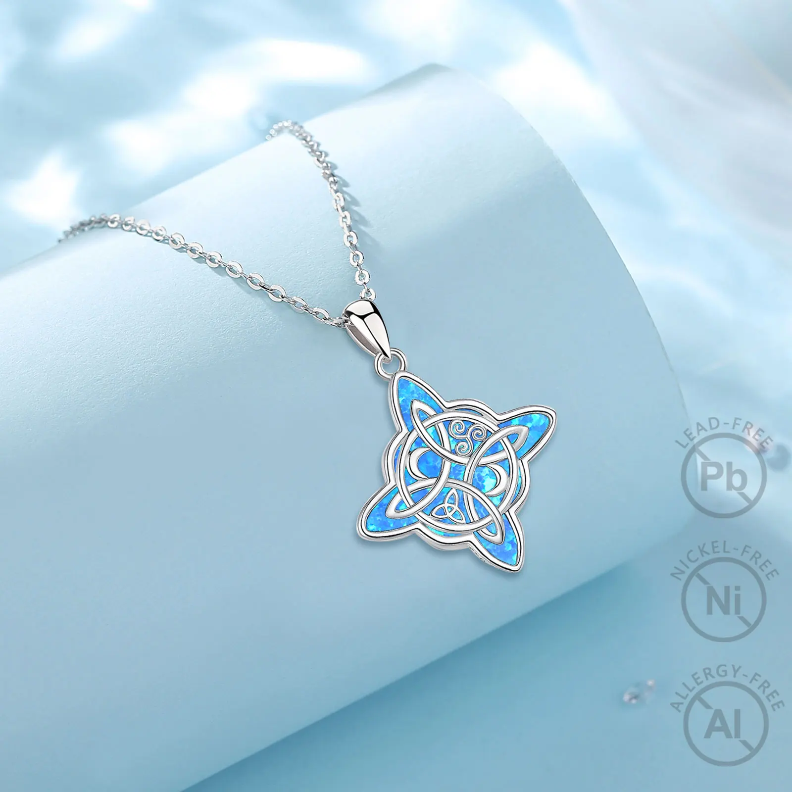 Merryshine opal moonstone wicca knot witch knot necklace joyas joyeria de plata 925 mayoreo por mayor