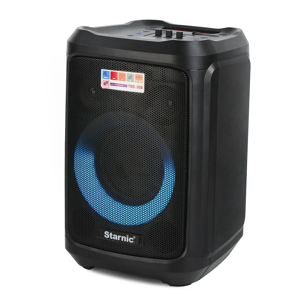 Party Speaker TWS Portable FM Radio Wireless Outdoor Speakers with Colorful speaker disco light