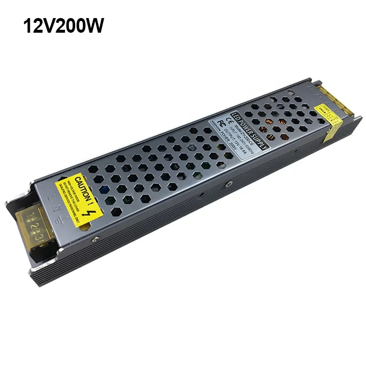 Заводская оптовая цена ультра тонкий блок питания IP20 AC180-240vDC12/24 В 200 Вт импульсный источник