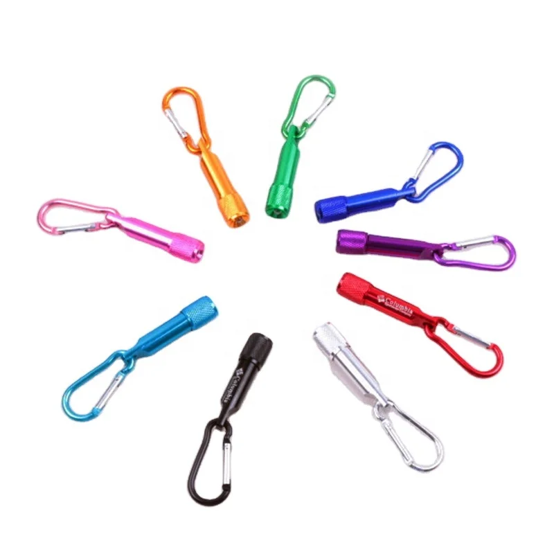 Manufacturer Promotion Mini torch light Carabiner Keychain Hook Lamp Aluminum Metal Keychain flashlight