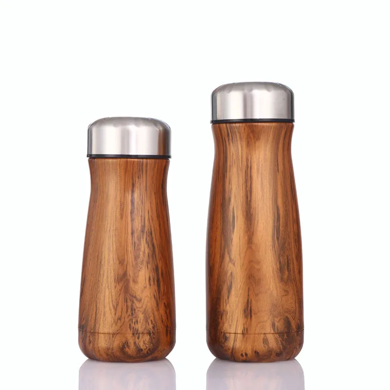 American wide mouth wood grain Coke bottle spray paint outdoor sports bottle 304 stainless steel vacuum bottle custom LOGO